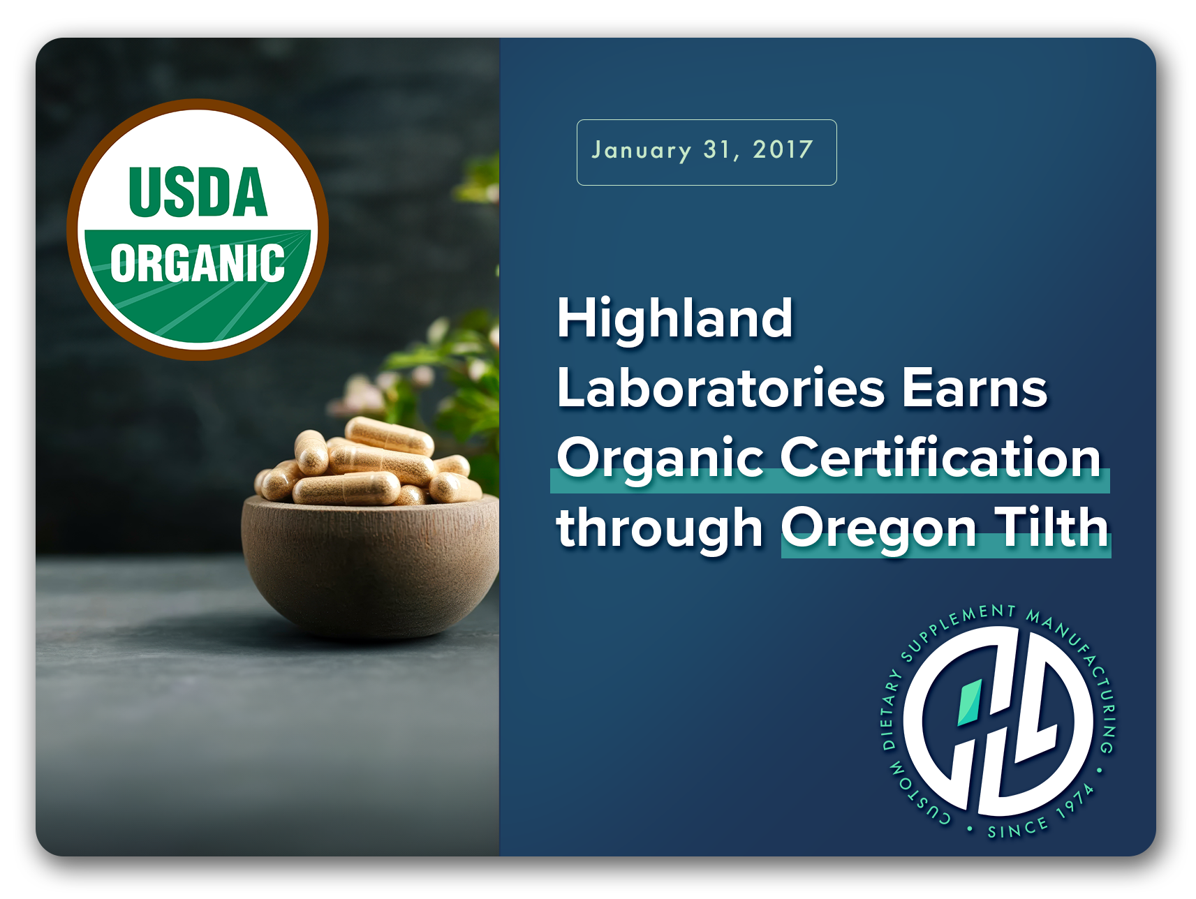 Highland Laboratories Earns Organic Certification Through Oregon Tilth